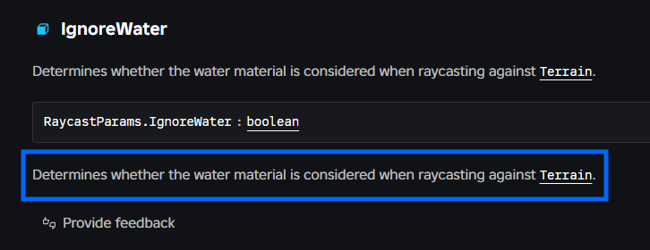 Feedback on "RaycastParams.IgnoreWater" - Documentation Issues ...