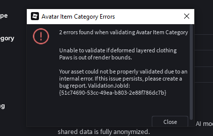 Ongoing shoes uploading bug (out of render bounds error) - Studio