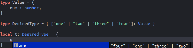 Any way to type a table with singleton string keys like this ...