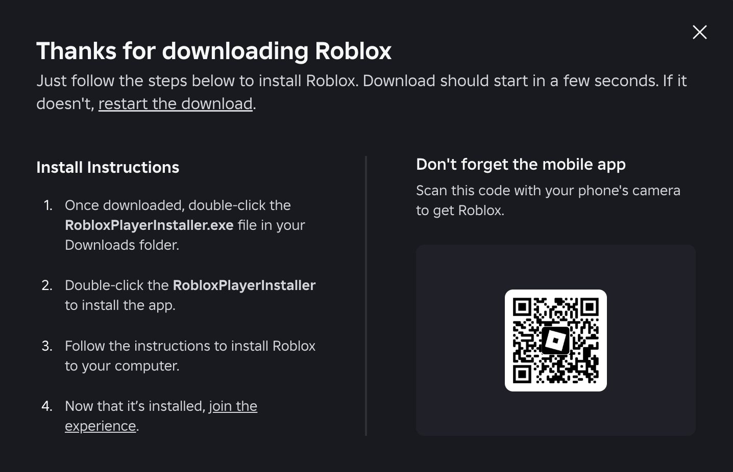 Website Says To Click Exe When Downloading Roblox 