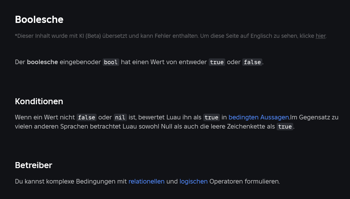 Feedback on "Boolea" - Documentation Issues - Developer Forum | Roblox