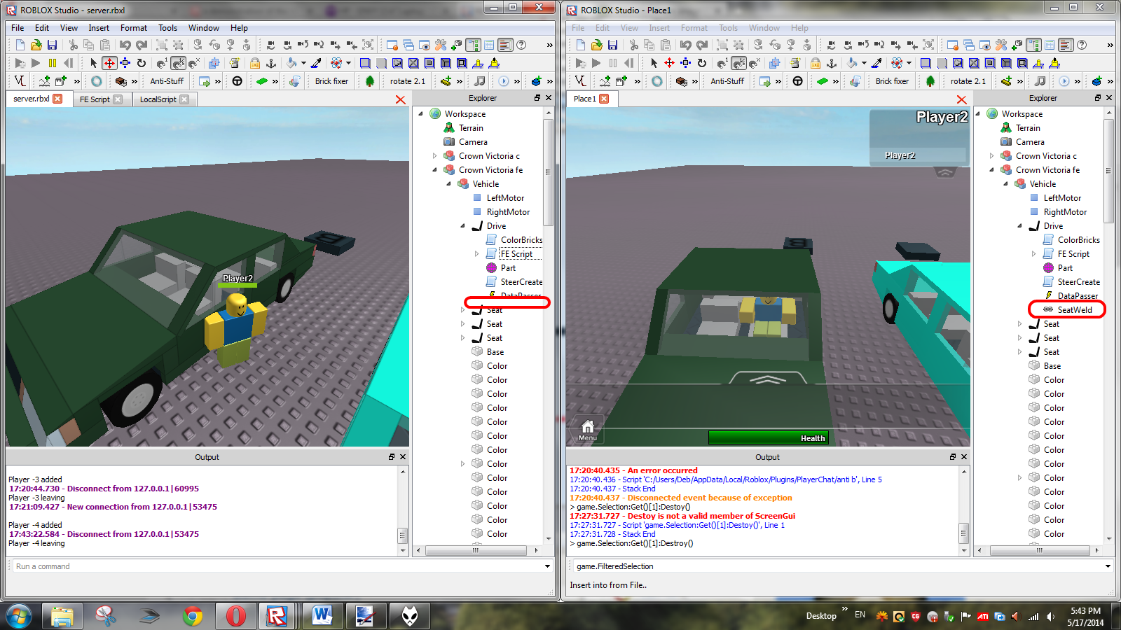 FilteringEnabled: SeatWeld not replicating - Engine Bugs - Developer ...