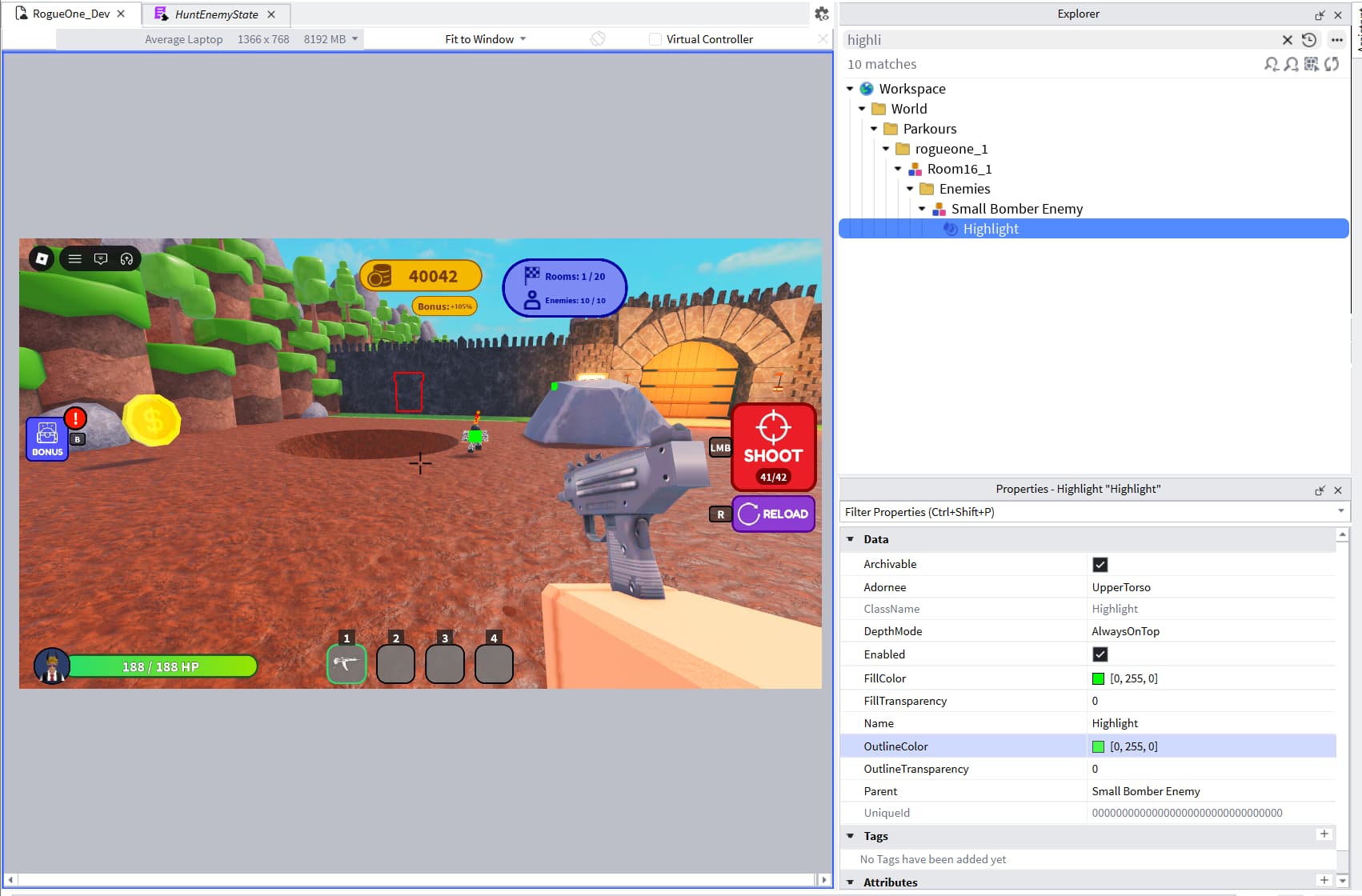 Highlight is also applied on different objects in the workspace ...