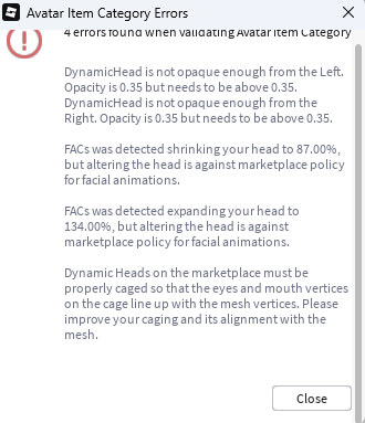 A new "FACs" error appeared into all my validation for dynamic heads a ...