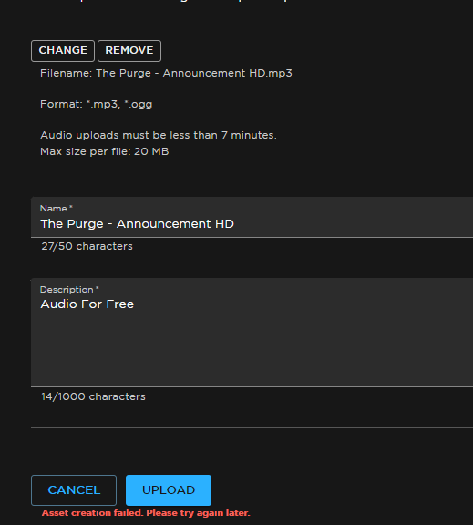 Audio Assets do not Load on Creator Dashboard - Website Bugs ...