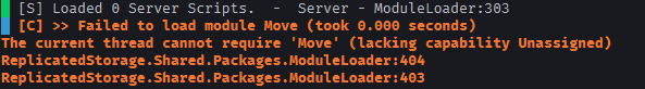 The current thread cannot require 'ModuleScript' (lacking capability ...