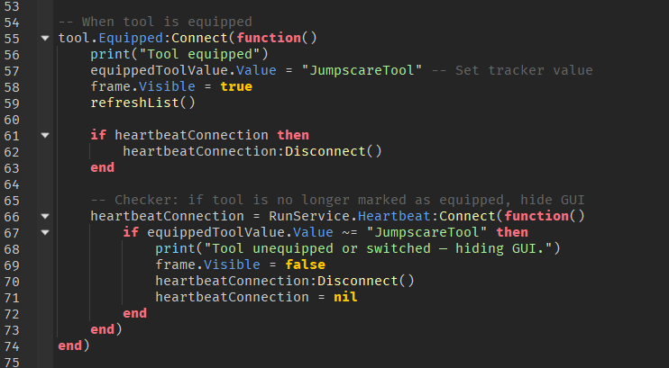 Gui activated from tool will not close without player actively ...