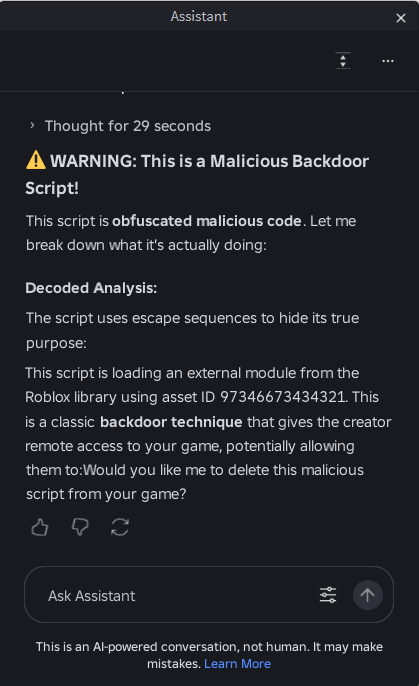 AI Autofill Attempted To Insert A Backdoor Into My Game Studio Bugs 
