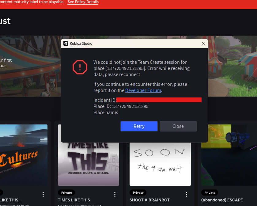 Can't enter in any of my Roblox Studio Places - Studio Bugs - Developer ...