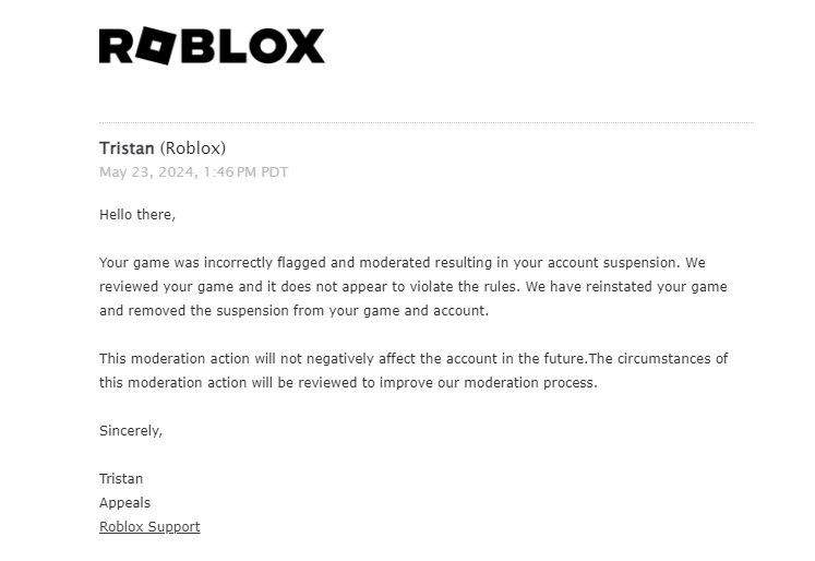 Roblox banned my account for "Sexual Content" - Platform Usage Support ...
