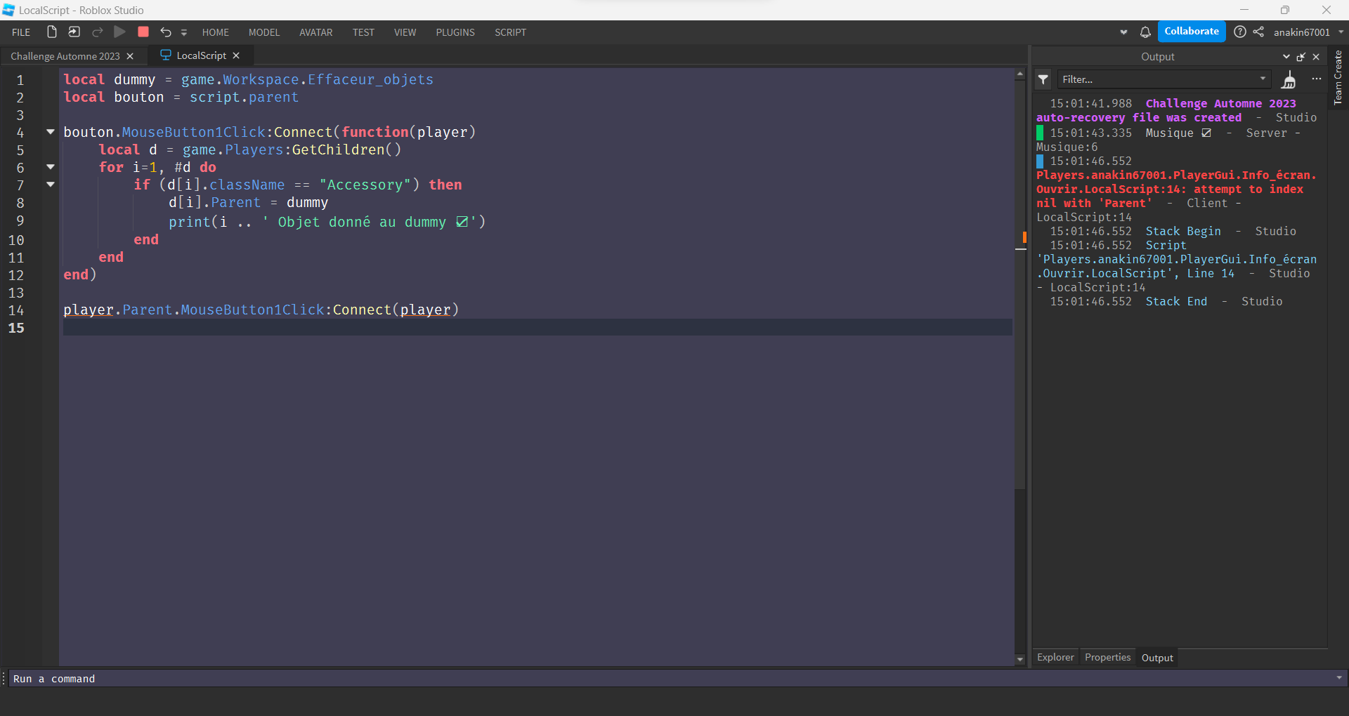 Need help with a script - Scripting Support - Developer Forum | Roblox