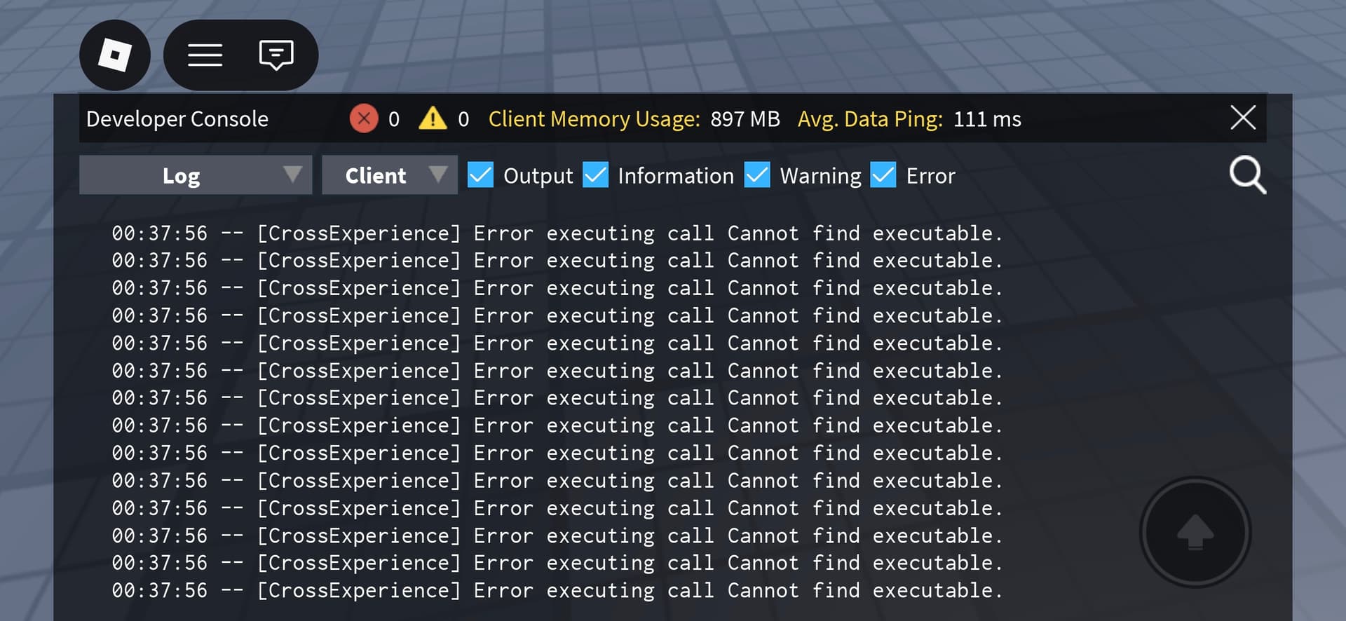 [CrossExperience] Error executing call Cannot find executable ...