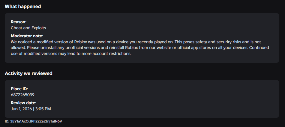6/1/26] False Positive(s) in Most Recent Banwave? - Platform Usage