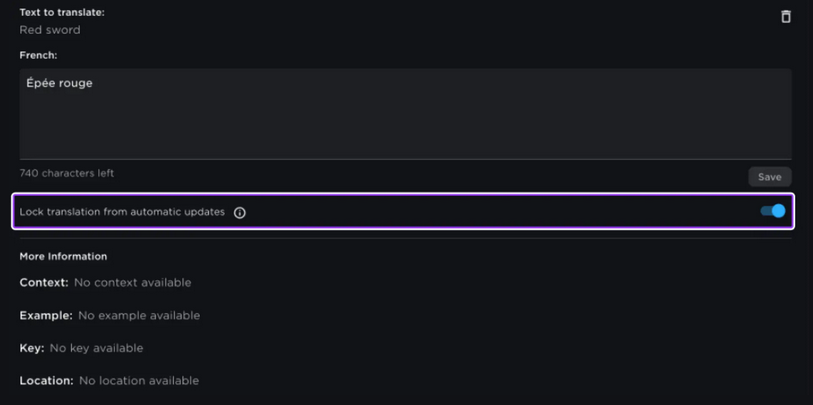 Turn automatic translation lock on? - Platform Usage Support ...