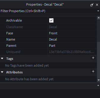 Decal Class Is missing properties. - Studio Bugs - Developer Forum | Roblox