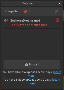 Audio upload from Asset Manager not working - "File type not supported ...