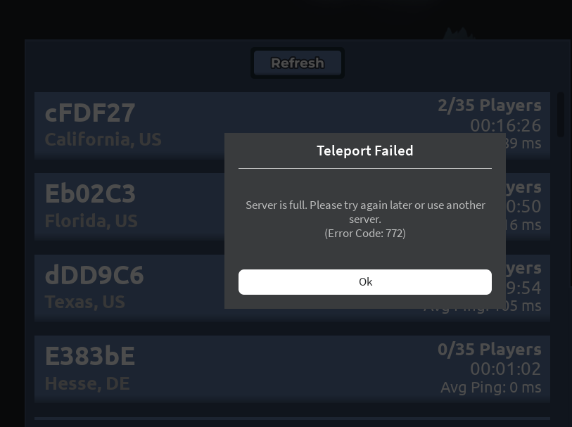 Teleport Service Error 772 Persisting for over 2 weeks - Scripting ...