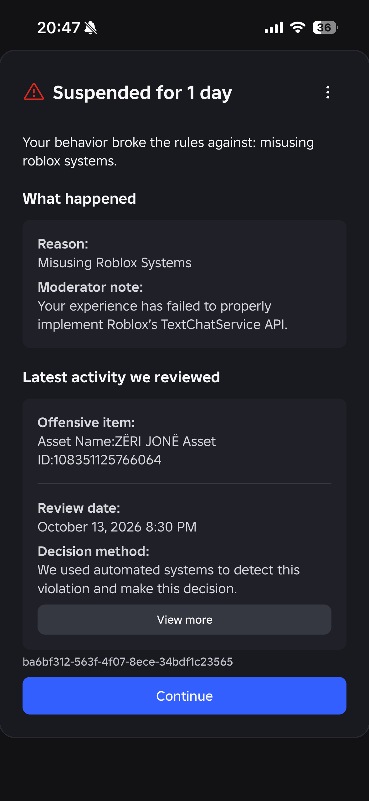 Repeated Automated TextChatService Suspensions Across Multiple ...