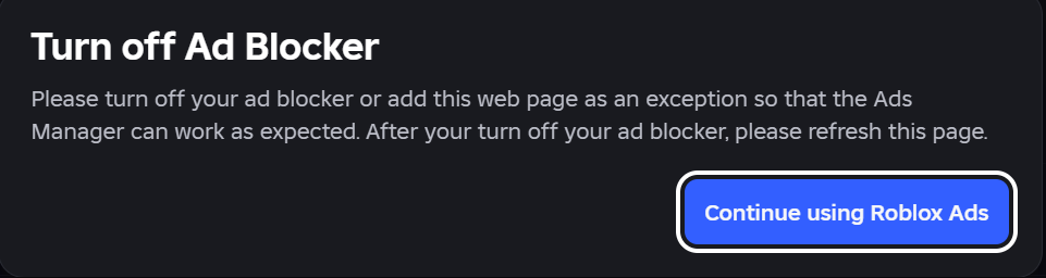 Ads manager "Turn off Ad Blocker" warning - Platform Usage Support ...