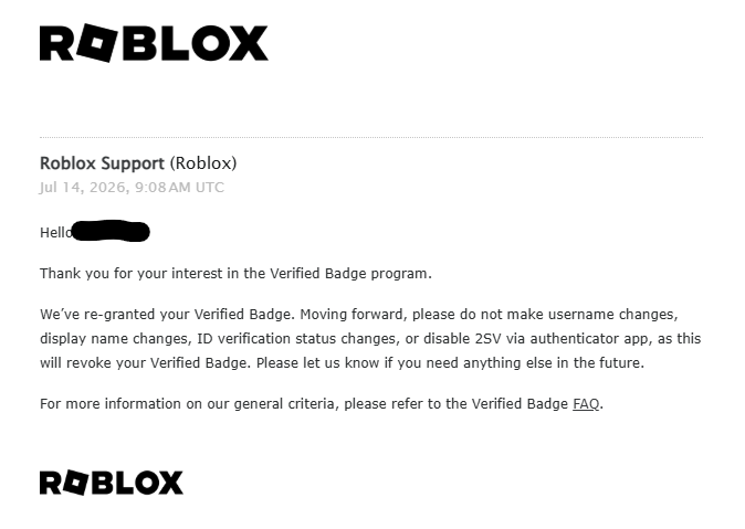 Not receiving the Verified Badge despite meeting eligibility - Roblox ...