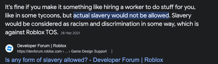 Is Slavery Allowed On ROBLOX Game Design Support Developer Forum
