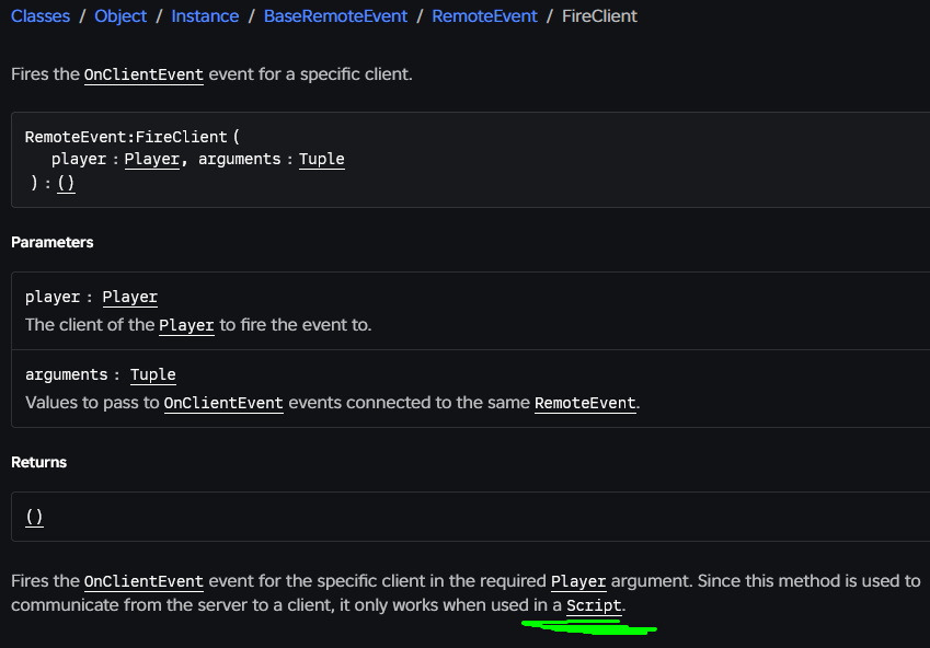:FireClient in ModuleScript not firing - Scripting Support - Developer ...