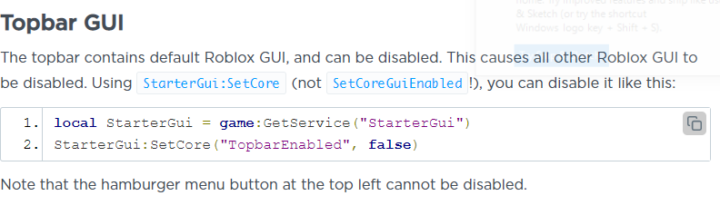 How do I hide the escape ui? - Scripting Support - Developer Forum | Roblox