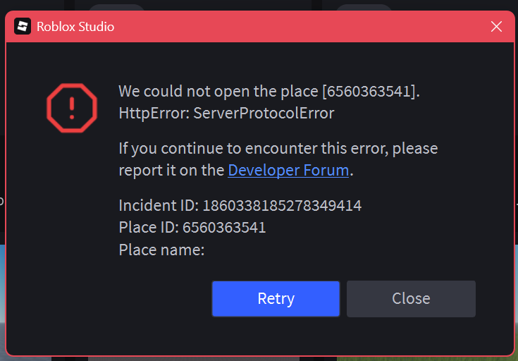 Roblox Studio not letting me open a place - Platform Usage Support ...