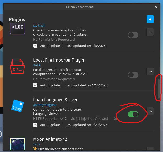 Plugin Management (Plugins that are Enabled at the top) - Studio ...