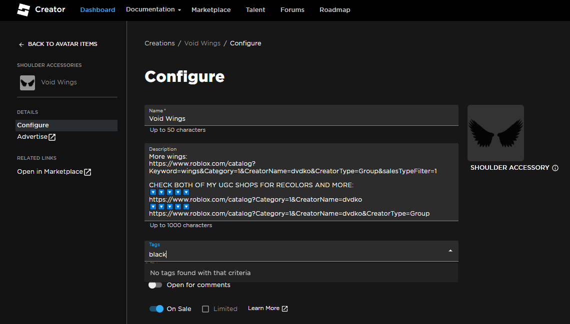 Unable to Add Tags to UGC Catalog Items - Studio Bugs - Developer Forum ...