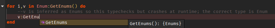 Incorrect return type inferred for Enum:GetEnums() - Studio Bugs ...