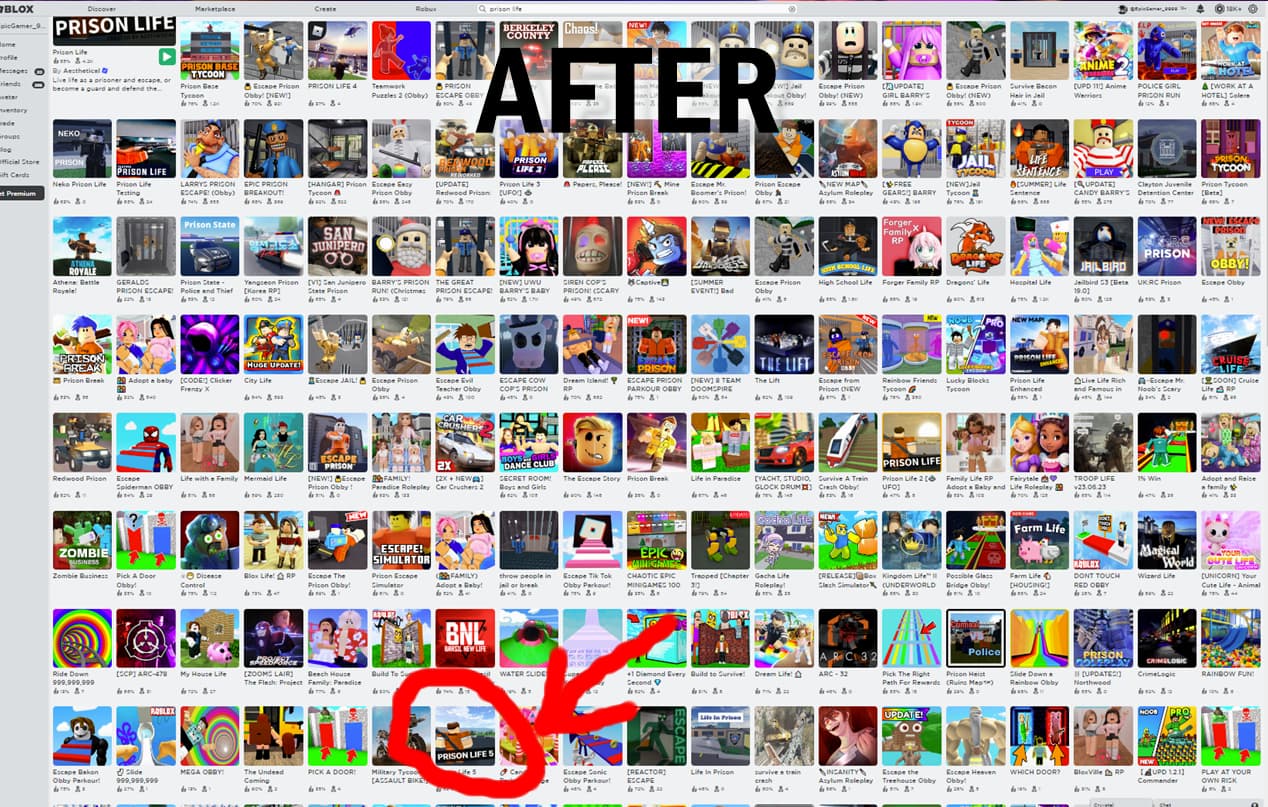 Roblox game kicked out of search results - killed the game - Platform ...