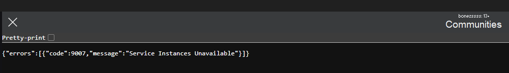 PLATFORM WIDE OUTAGE ERROR 9007 SERVICE INSTANCES visual data 3