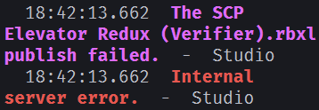 Internal Server Error When Publishing Updating Place Studio Bugs 