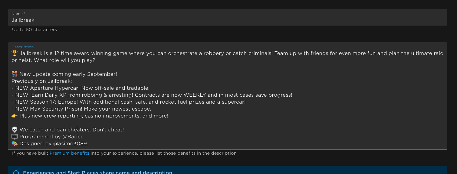 Game Descriptions are losing formatting once published Website Bugs