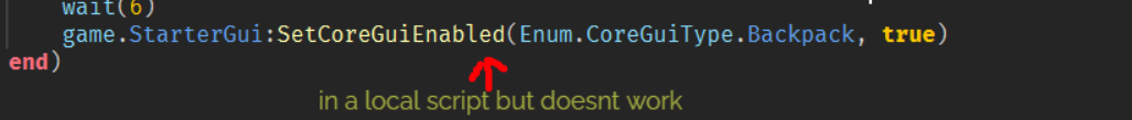 Why cant i re-enable the Backpack GUI? - Scripting Support - Developer ...