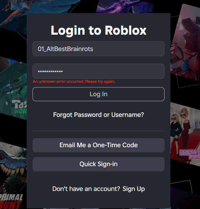 An Unknown Error Occurred Please Try Again When Trying To Login 