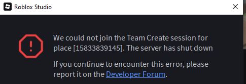 "We could not join the Team Create session" - Studio Bugs - Developer ...