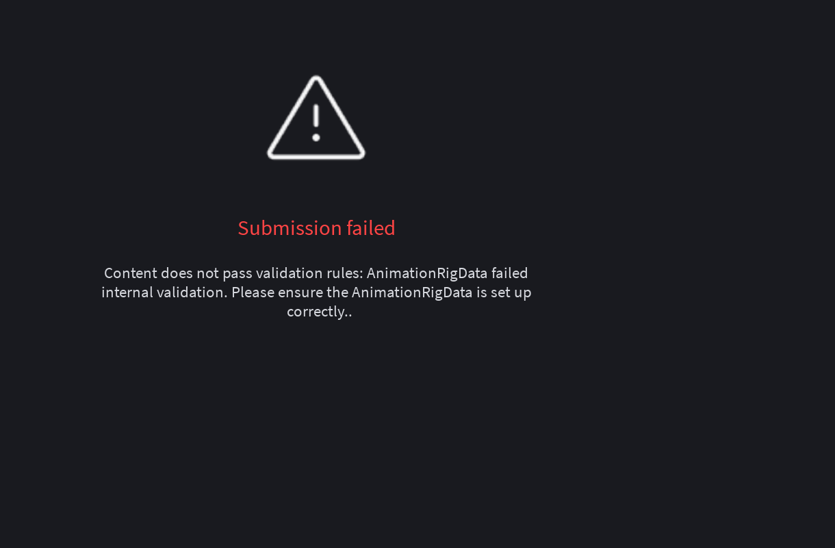 Uploading Emote Issue | AnimationRigData failed internal