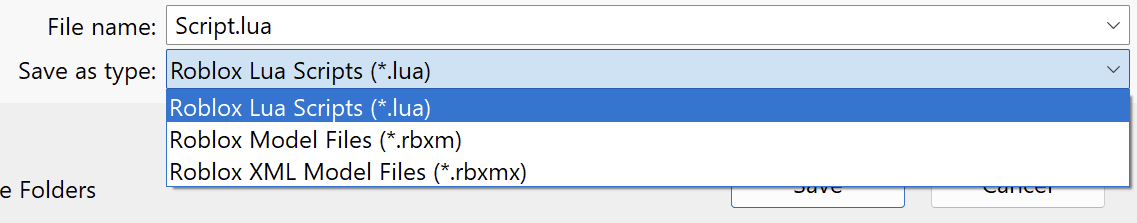How To Insert Rbxm Files Right Click Save to File on a Script will save it as .lua, not .luau ...
