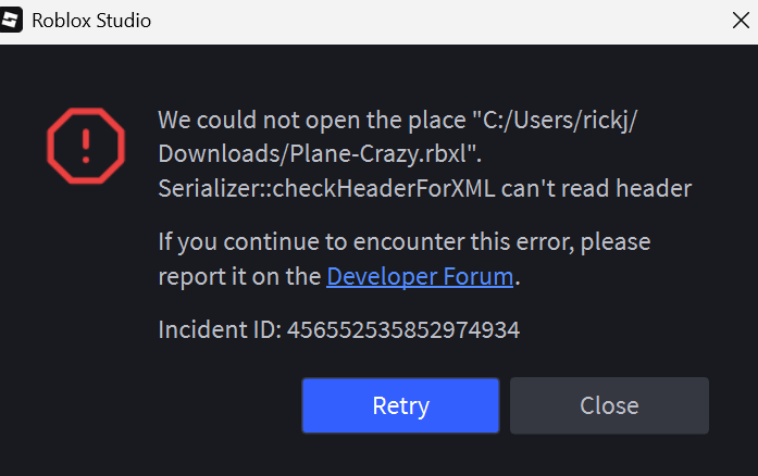 Unable to open 3 specific places or place file via download