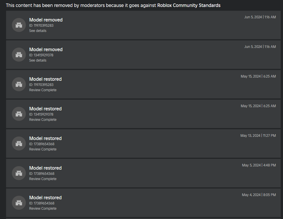 Model Detecting and Appeal System - Other Bugs - Developer Forum | Roblox