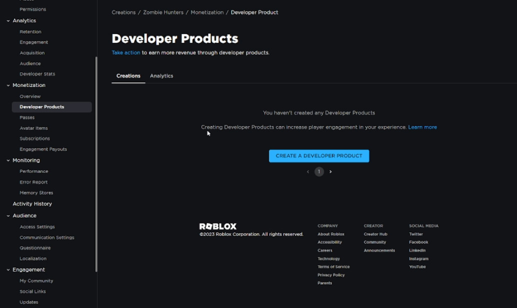 I can not make devproduct on monetization page in Studio and web ...