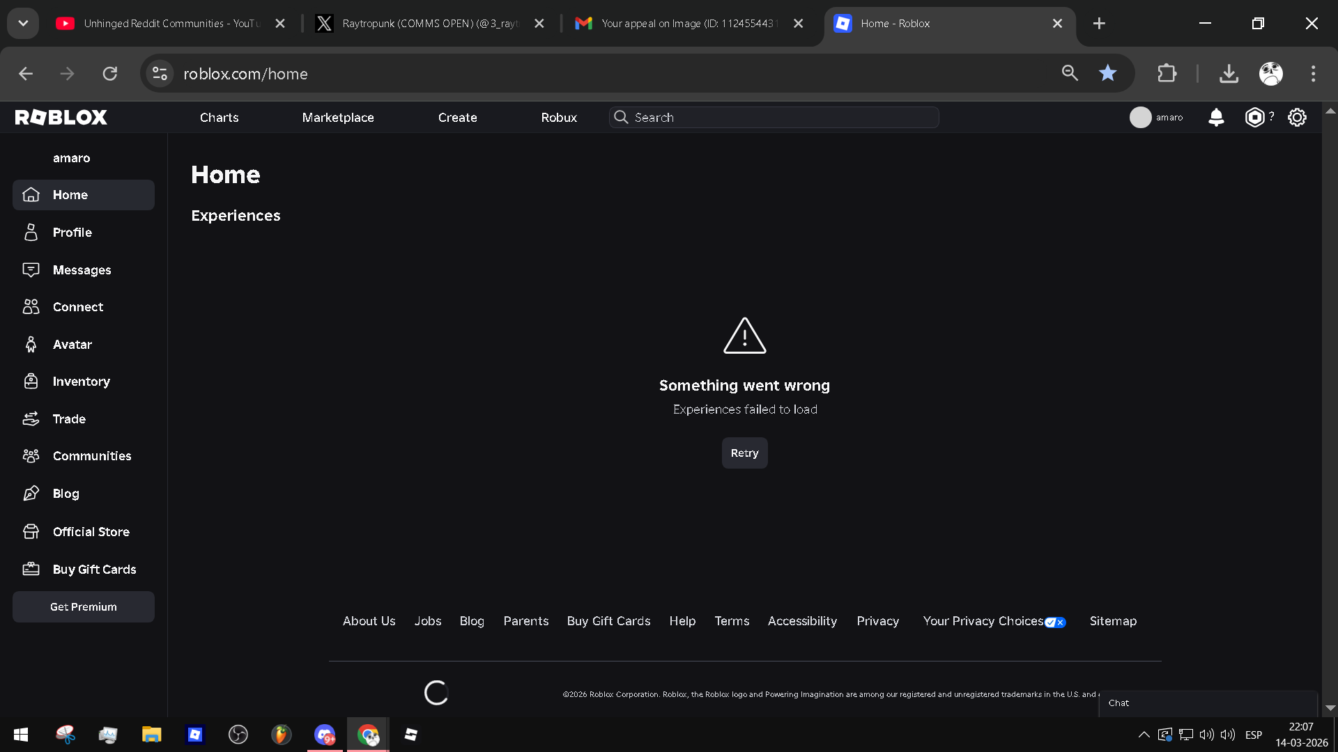 Cant Load My account after Warning - Roblox Application and Website ...