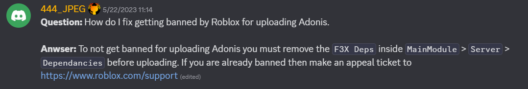 Adonis admin false banning/warning users - Page 6 - Other Bugs ...