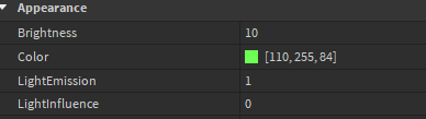 Image of Properties tab with ParticleEmitter