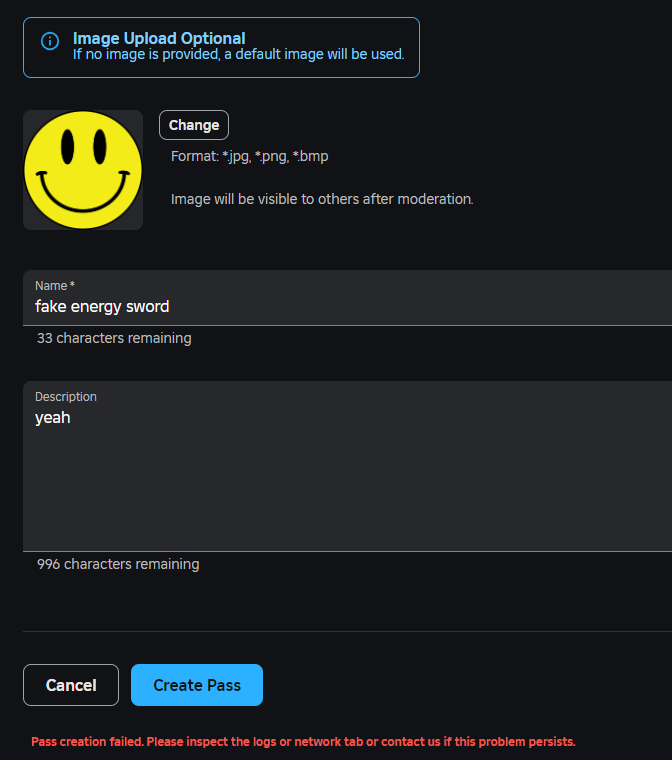 Having trouble with uploading/creating gamepasses - Platform Usage ...