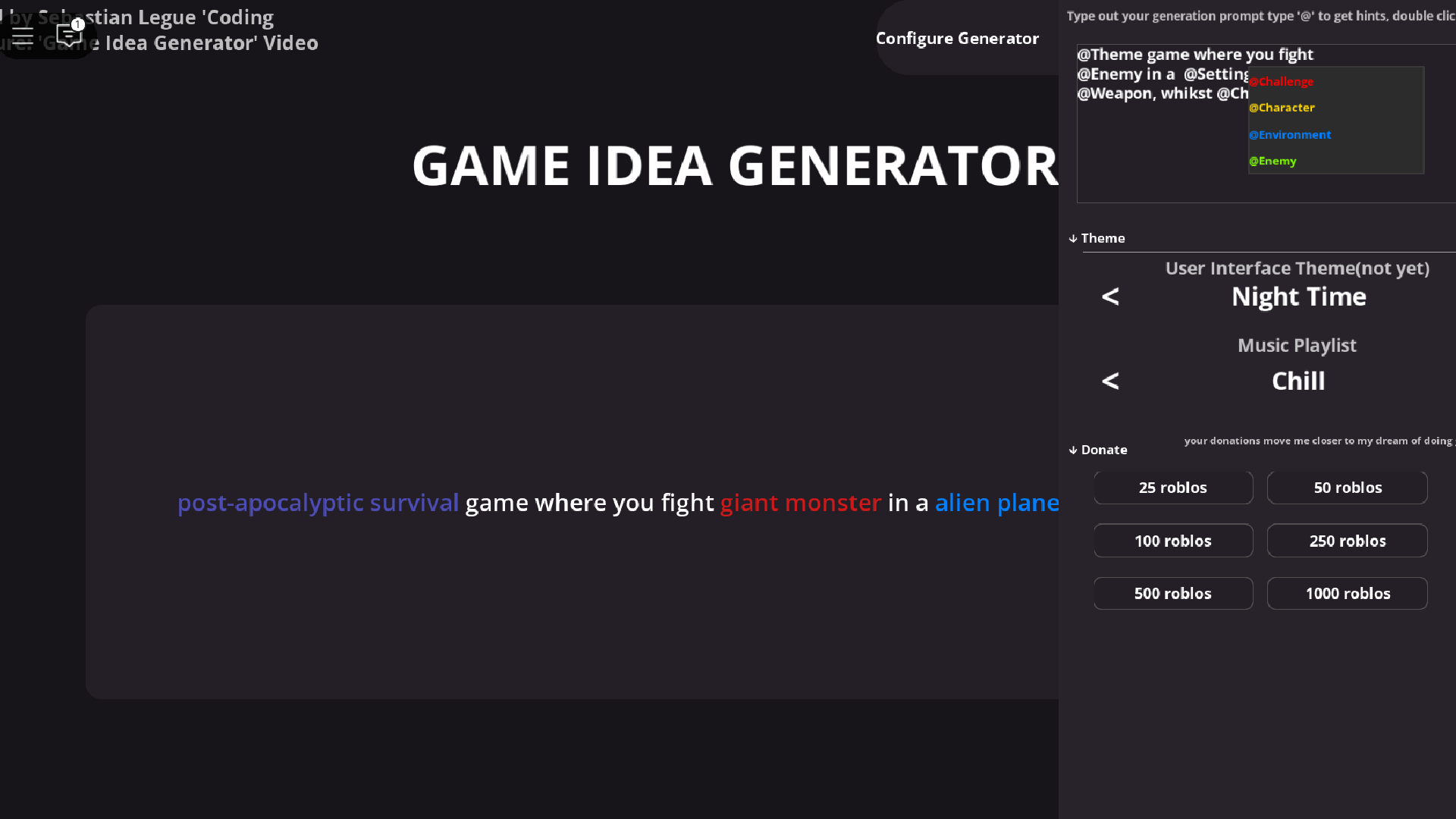Game Idea Generator Improving My Worst Ui Skills Creations Feedback Game Idea Generator Improving My Worst Ui Skills Creations Feedback