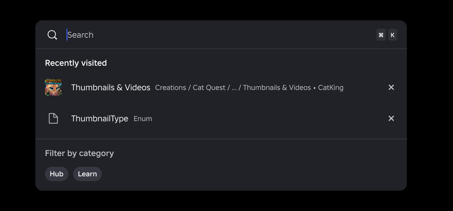 Creator Hub: New Search, Updates Page, and Experience Tiles on