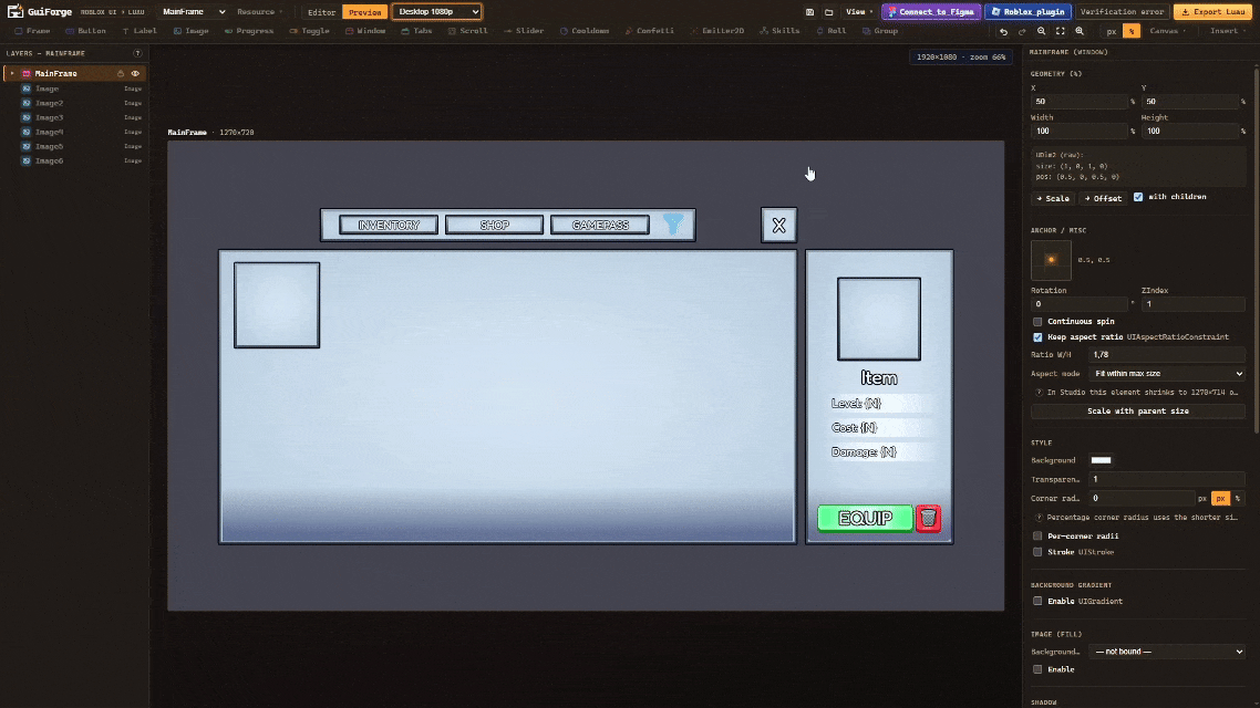 [FREE] GuiForge - Roblox UI editor/Figma export - Community Resources ...